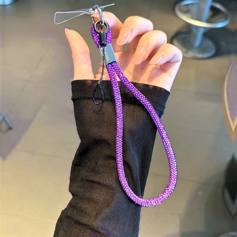 INS Glitter Phone Lanyard – Crystal Wrist Strap Keychain, Anti-Loss Hanging Cord for iPhone & Samsung (Universal)
