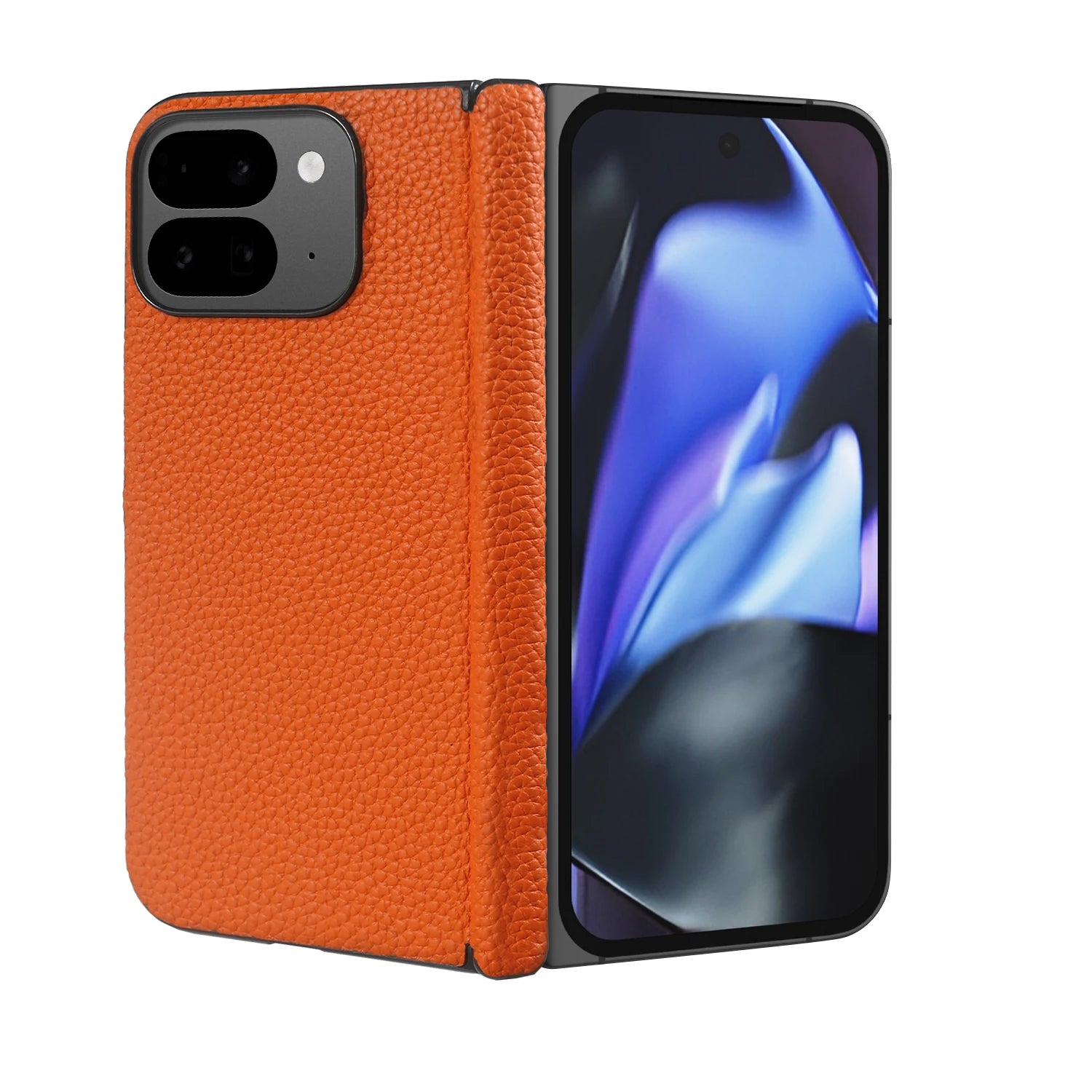 For Google Pixel 9 Pro Fold Case Genuine Leather Cover Pixel 9Pro Fold Capa Protective Etui Back Coque Carcasa without front