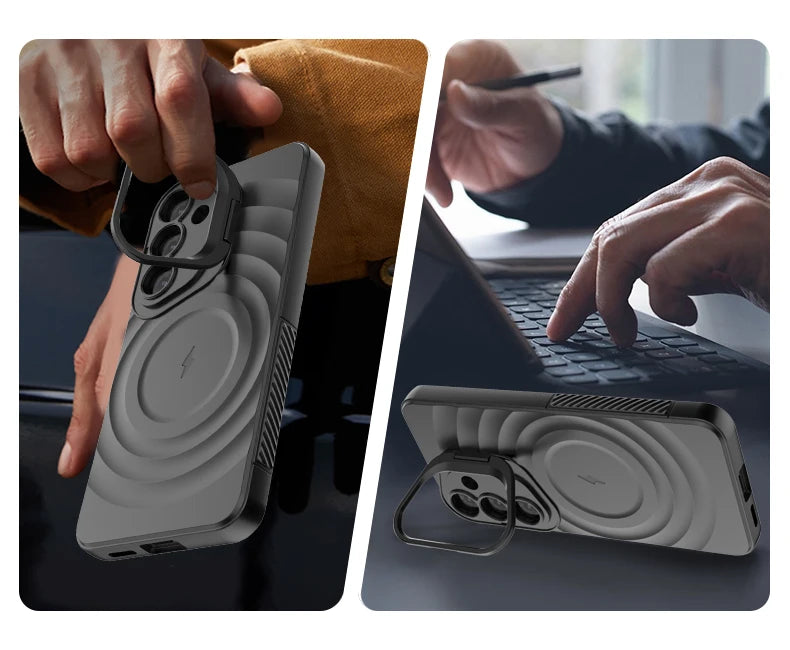 Magnetic Wireless Charging Case for Samsung Galaxy S25 Ultra/S25+ – Shockproof Protective Stand Cover