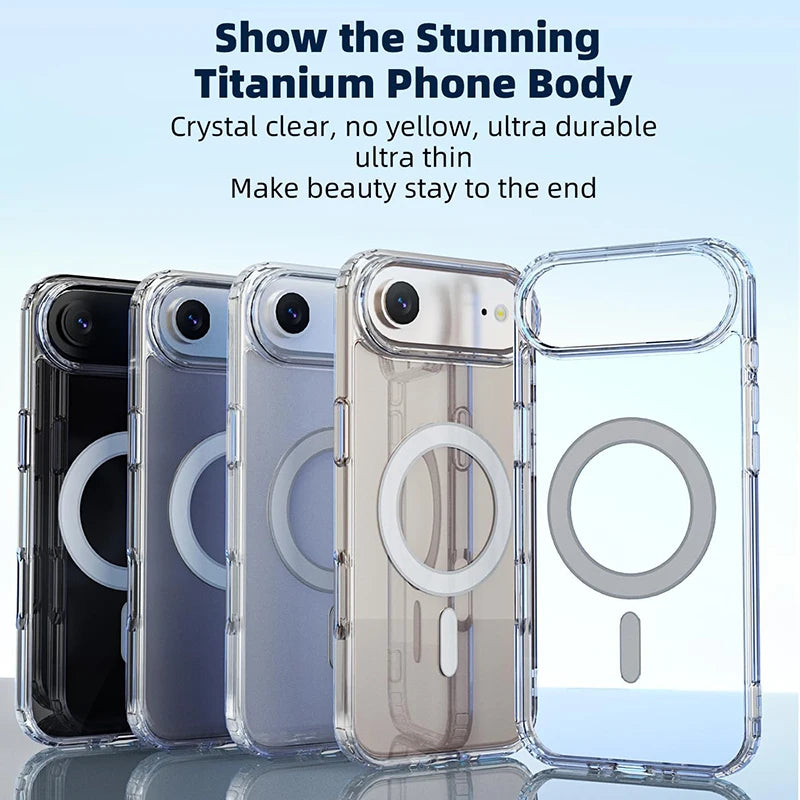 Luxury Magnetic Magsafe Case For iPhone 17Air 16E 15 14 13 12 11 Pro Max Plus Hybrid Hard Acrylic Cover Transparent Shell Coque