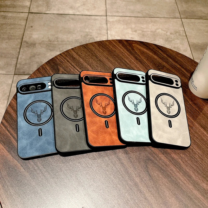 Vintage PU Leather Magnetic Case for Google Pixel 10/9/8/7 Pro XL & A-Series – Magsafe Wireless Charging Cover