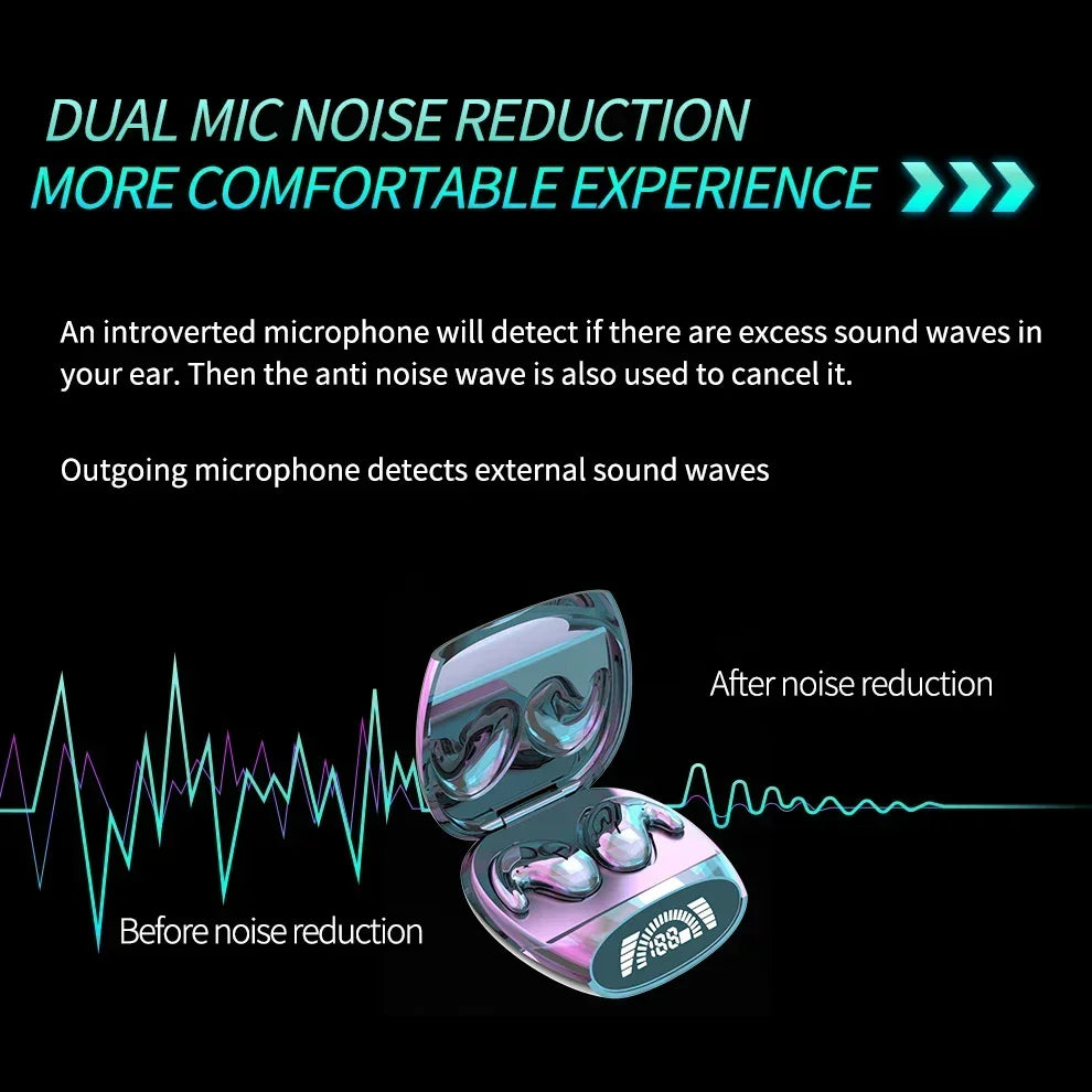 Invisible Sleep Bluetooth 5.3 Earbuds – IPX5 Waterproof Mini Wireless Stereo Headset with Mic