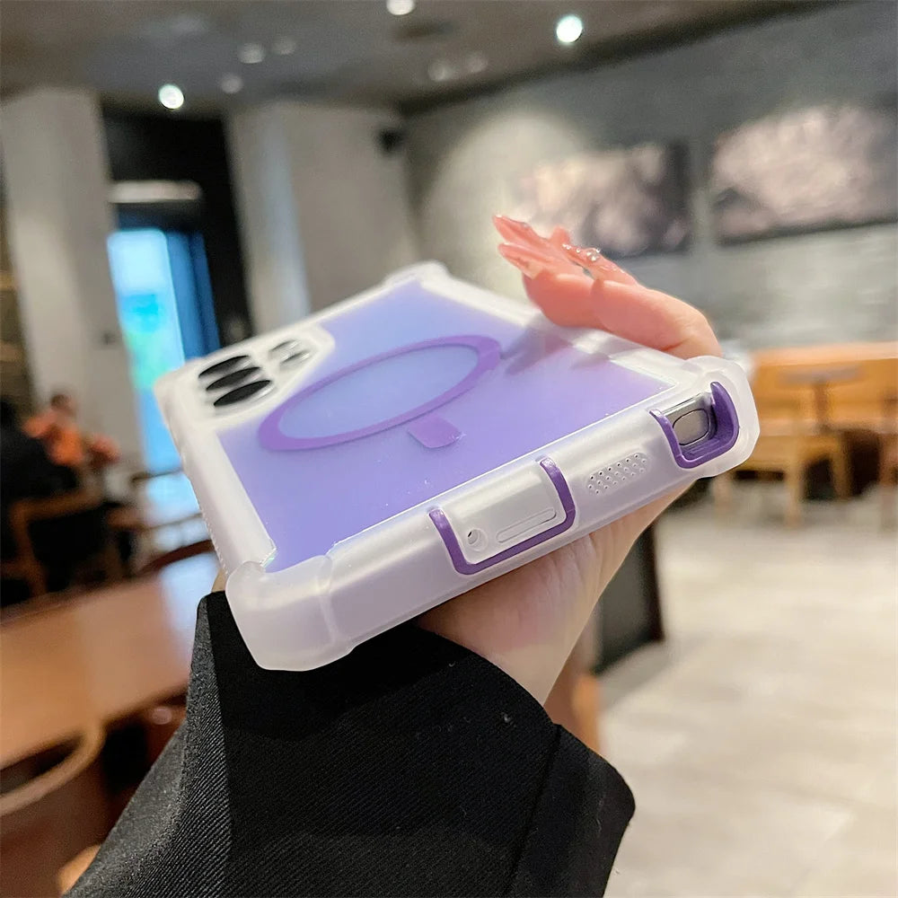 Luxury Magnetic Color-Changing Armor Case for Samsung Galaxy S25 Ultra/S24 Plus – Shockproof Dual-Layer MagSafe Cover