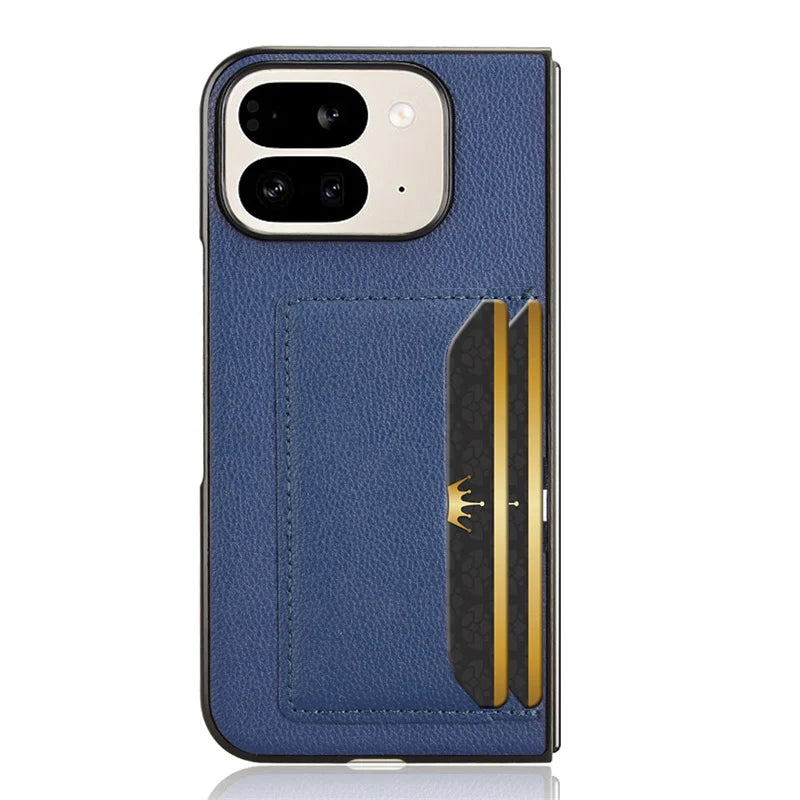 For Google Pixel 9 Pro Fold Case Luxury PU Leather Card Slots Hard Back Cover For Google Pixel 9 Pro Fold Phone Case