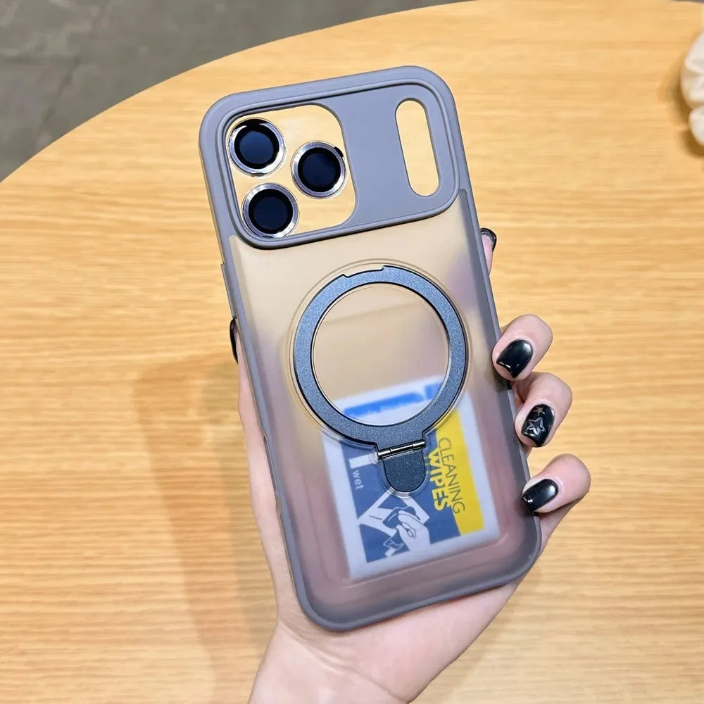 Luxury Magnetic Ring Holder Case For iPhone 17 Air 16/E 15 14 Plus 13 12 11 Pro Max Skin Friendly Frosted Matte PC Protect Cover