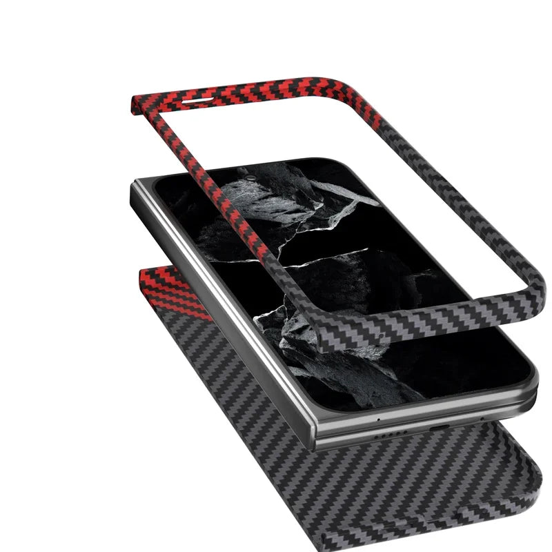 Carbon Fiber Pattern Folding Case Google Pixel 9 Pro Fold Ultra Thin Skin Frosted Shockproof Folding Protective Cover