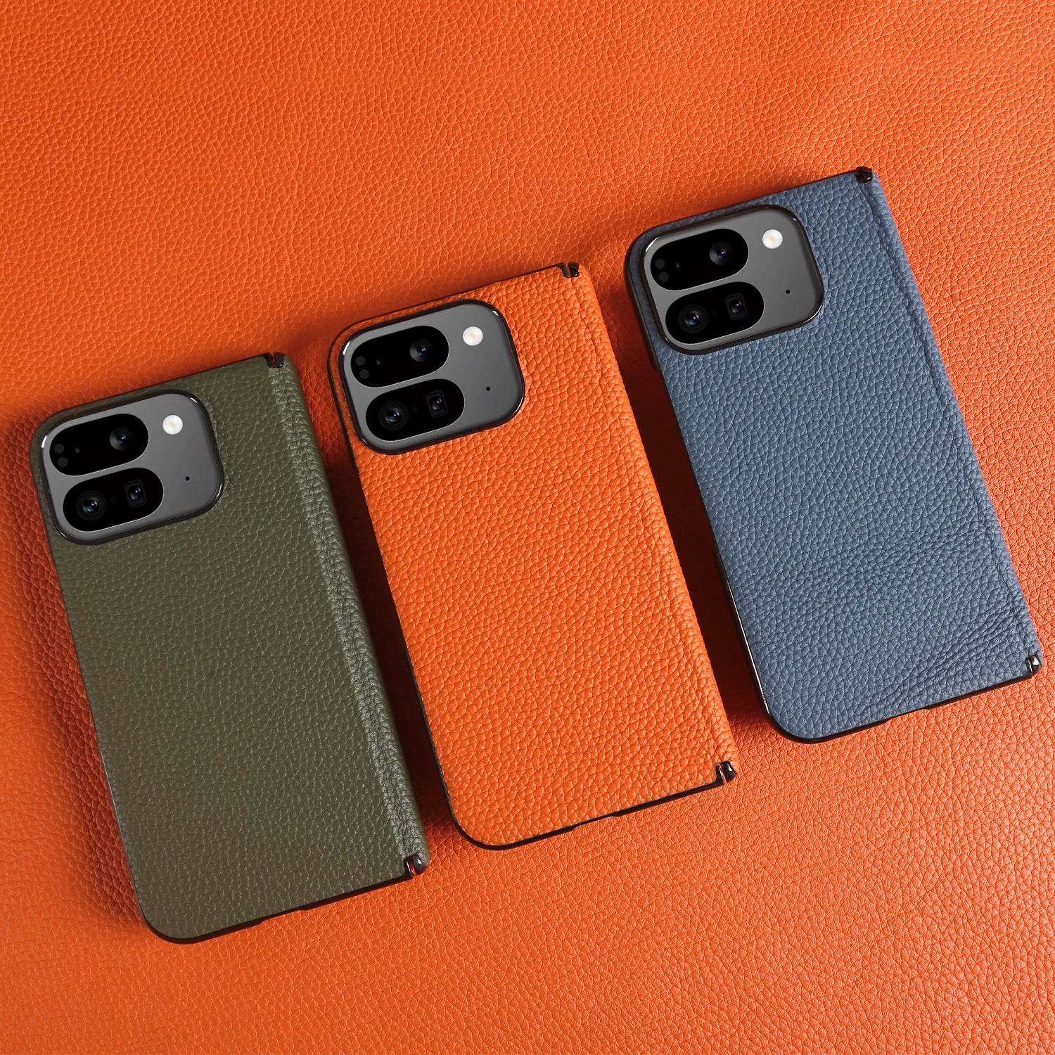 For Google Pixel 9 Pro Fold Case Genuine Leather Cover Pixel 9Pro Fold Capa Protective Etui Back Coque Carcasa without front