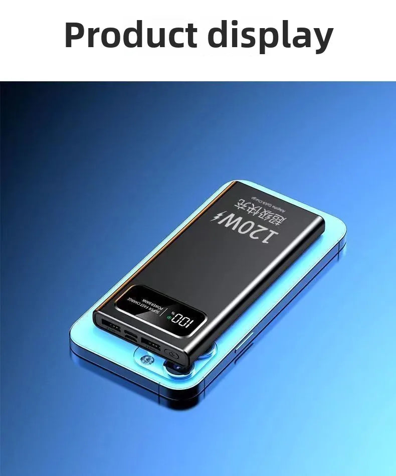 120W 20000mAh Portable Power Bank – Super Fast Charging High Capacity Mobile Charger for iPhone, Samsung, Huawei, Xiaomi