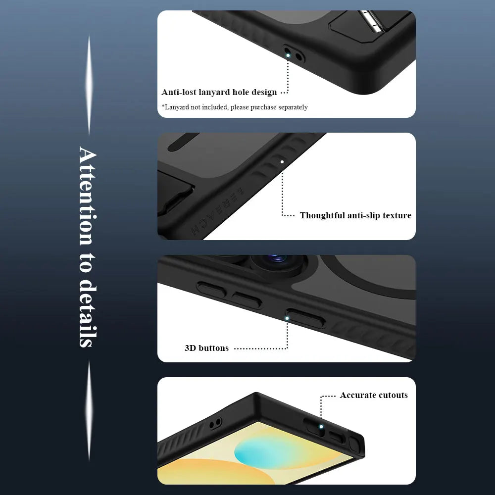 Lereach Magnetic Stand Case for Samsung Galaxy S25/S24 Series – Shockproof Drop Protection with Adjustable Kickstand