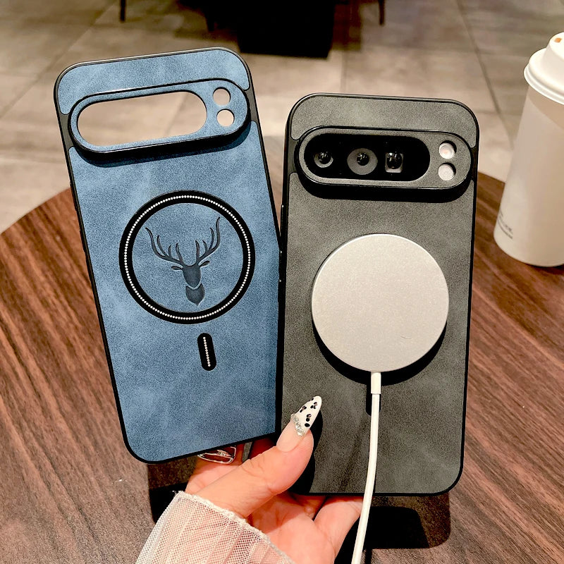 Vintage PU Leather Magnetic Case for Google Pixel 10/9/8/7 Pro XL & A-Series – Magsafe Wireless Charging Cover