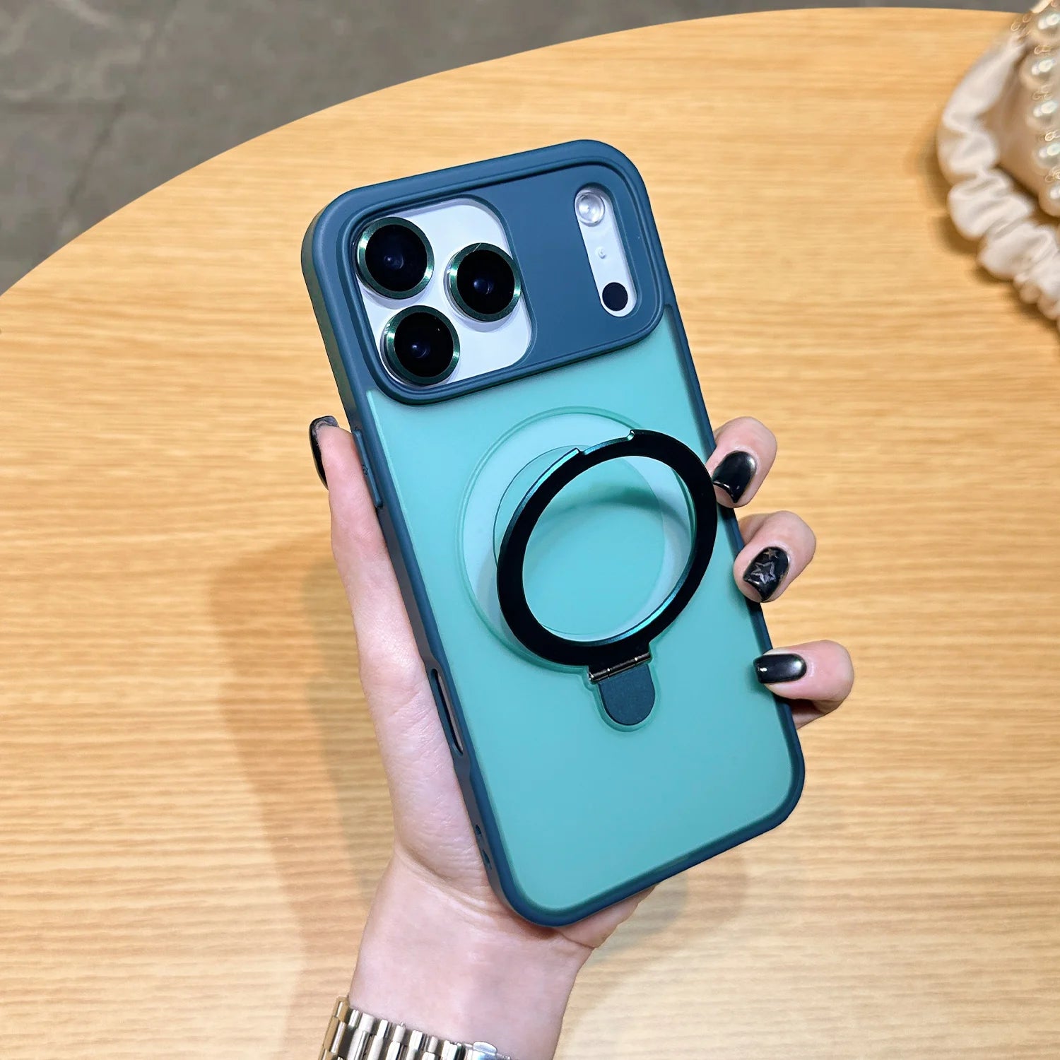 Luxury Magnetic Ring Holder Case For iPhone 17 Air 16/E 15 14 Plus 13 12 11 Pro Max Skin Friendly Frosted Matte PC Protect Cover