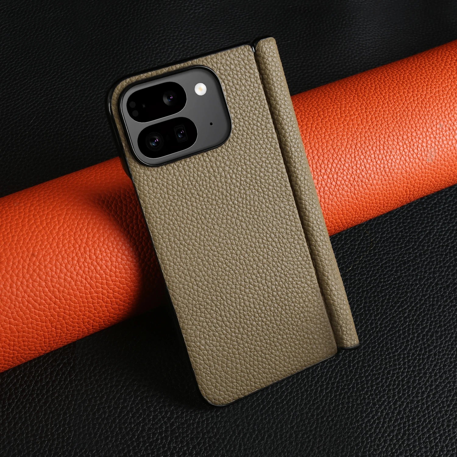 For Google Pixel 9 Pro Fold Case Genuine Leather Cover Pixel 9Pro Fold Capa Protective Etui Back Coque Carcasa without front