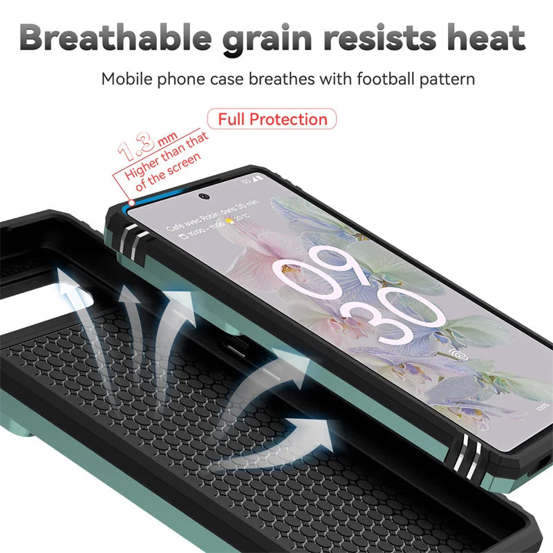 Slide Camera Lens Protector Case with Magnetic Ring Stand for Google Pixel 6/7/8/6A/7A/8A – Shockproof Armor Cover