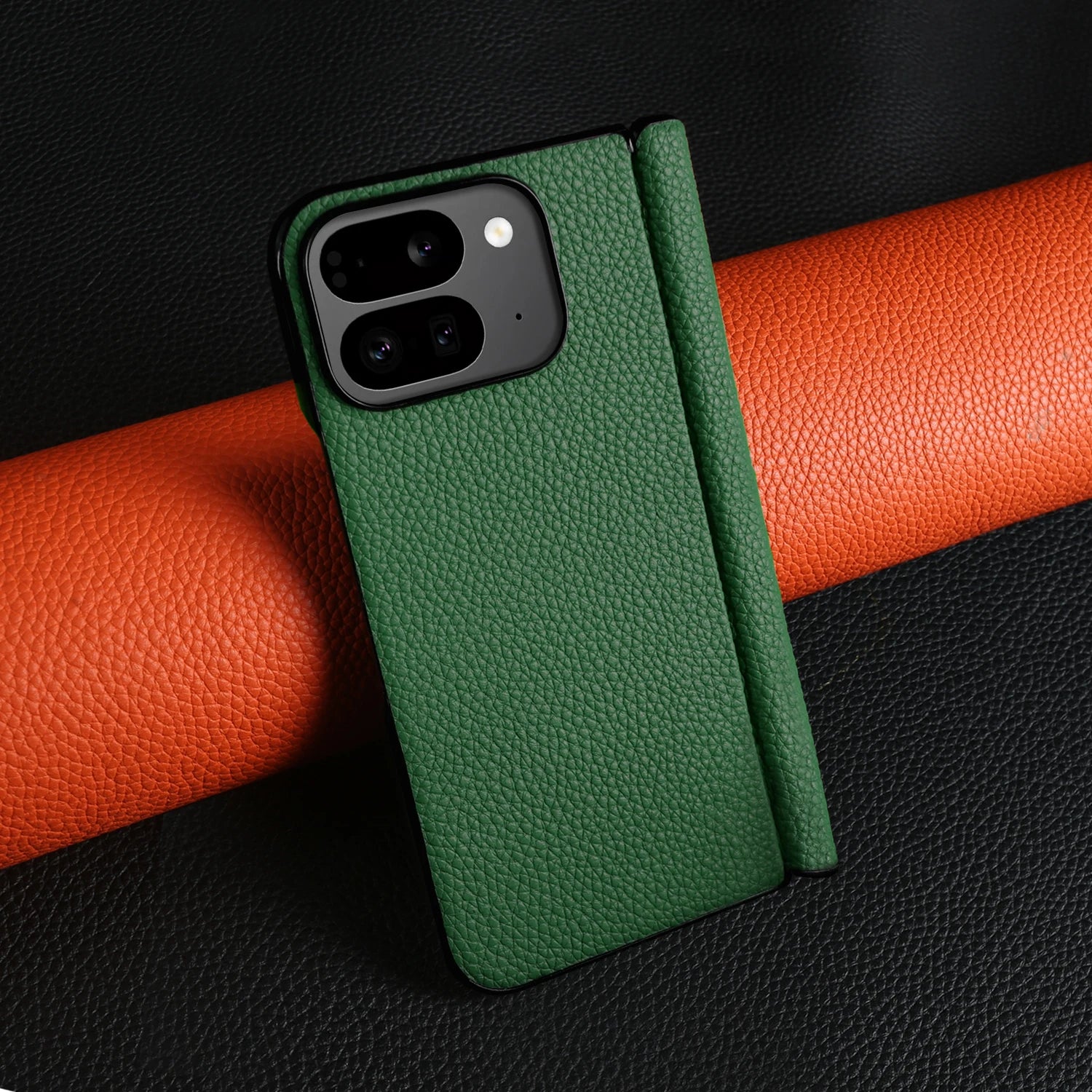 For Google Pixel 9 Pro Fold Case Genuine Leather Cover Pixel 9Pro Fold Capa Protective Etui Back Coque Carcasa without front