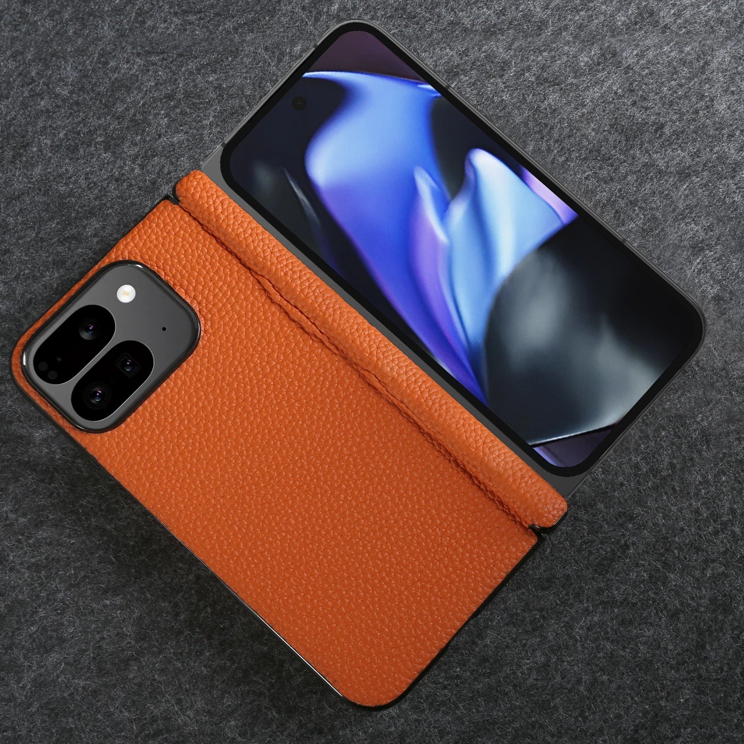 For Google Pixel 9 Pro Fold Case Genuine Leather Cover Pixel 9Pro Fold Capa Protective Etui Back Coque Carcasa without front