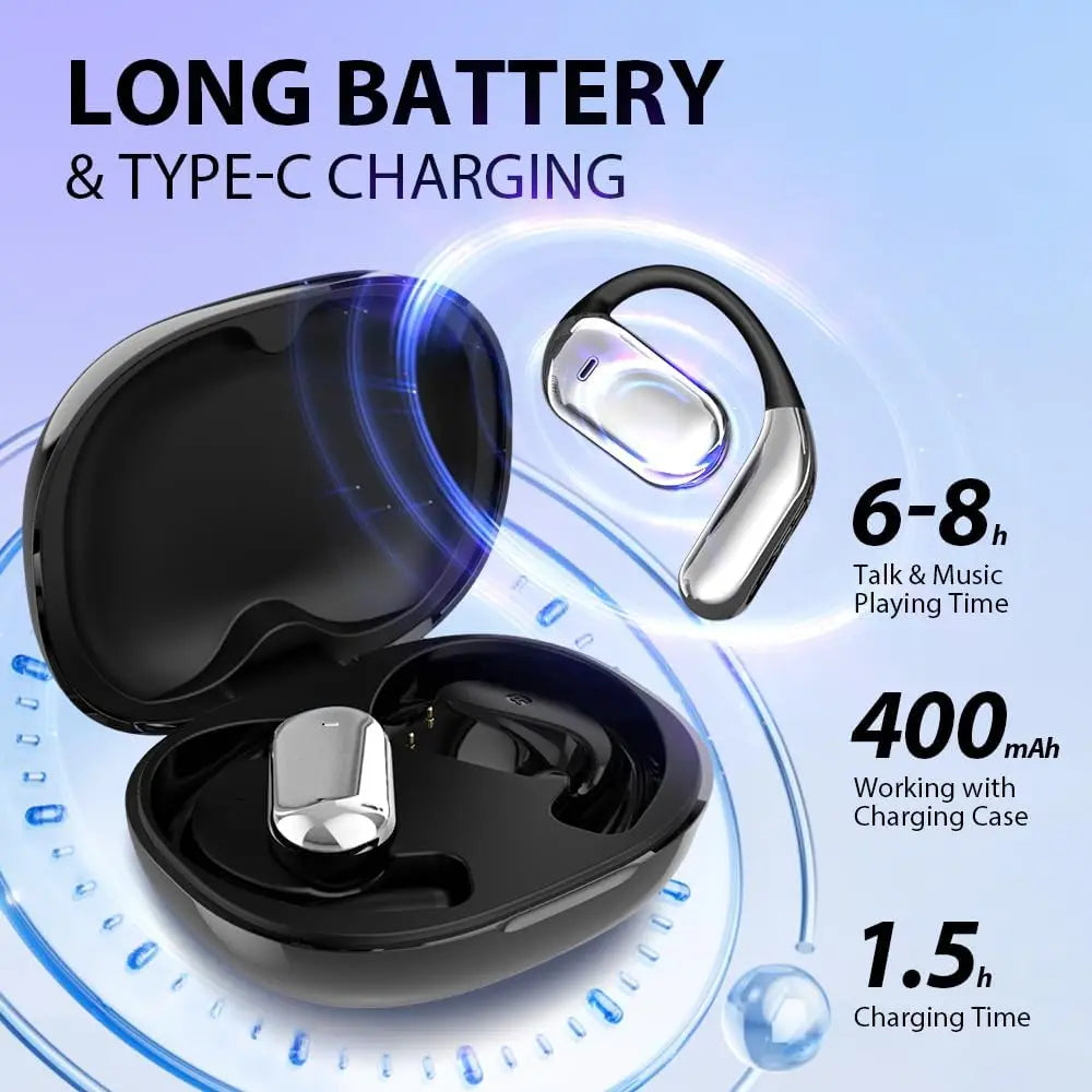 UYUXIO AI Translation Earbuds with LCD Touch – Real-Time 144 Language Translator Wireless Open-Ear Headphones for Travel & Business