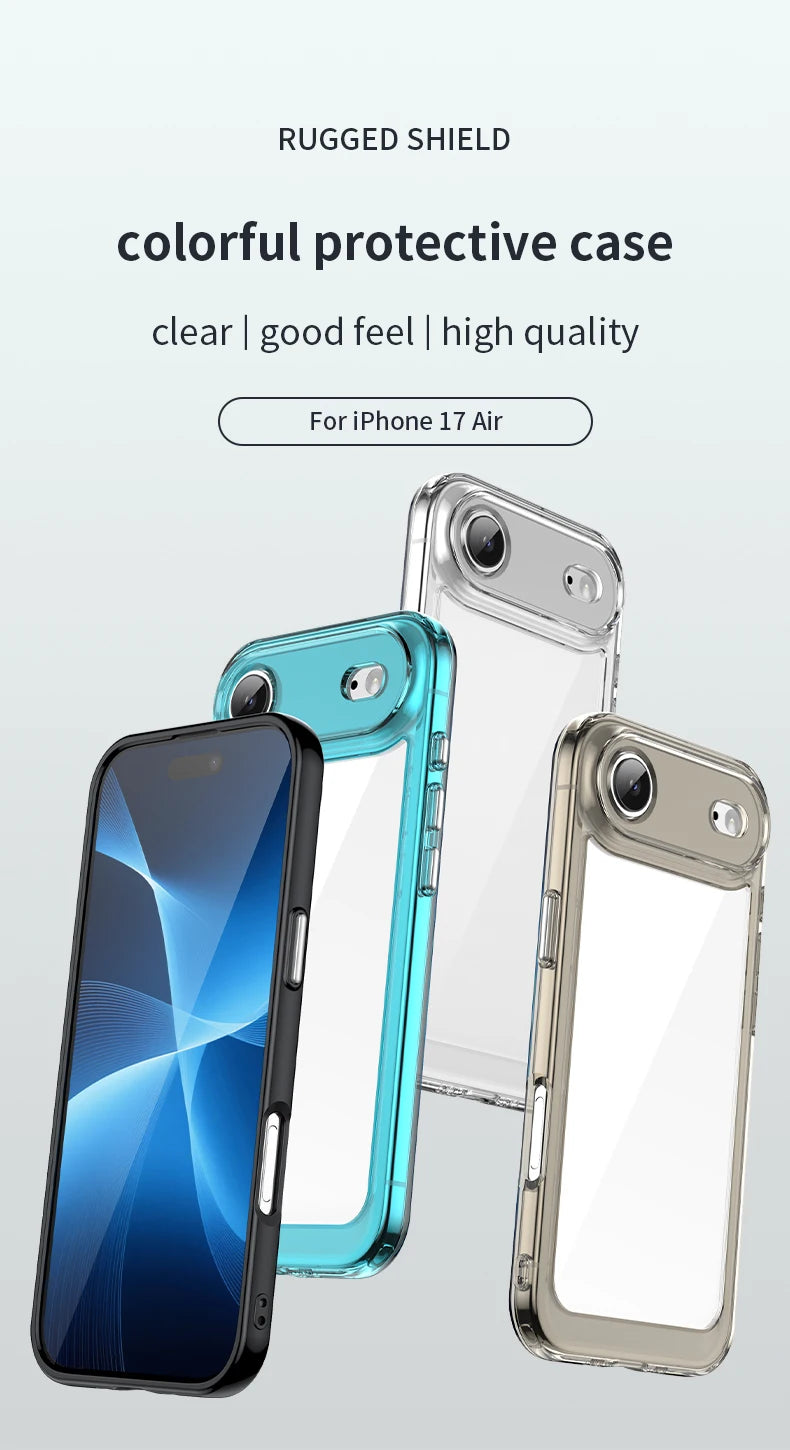For iPhone 17 Air Case Luxury Silicone Clear PC Bumper Protector Case For iPhone 17 Air Cover TPU Shockproof For iPhone 17 Air