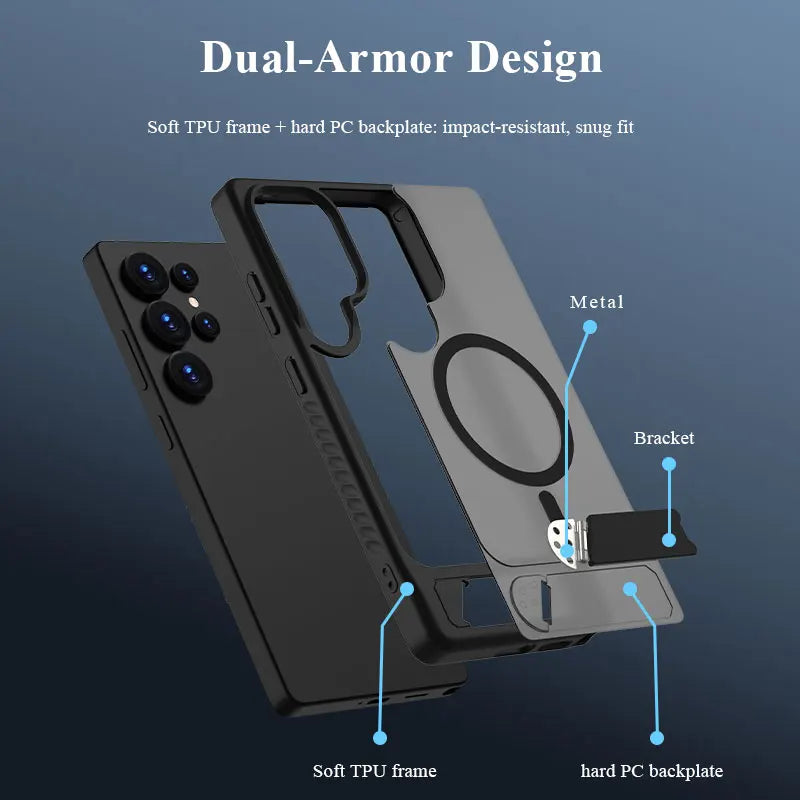 Lereach Magnetic Stand Case for Samsung Galaxy S25/S24 Series – Shockproof Drop Protection with Adjustable Kickstand