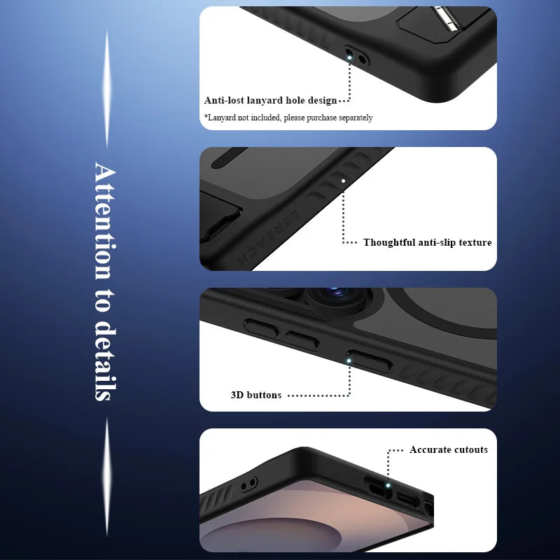 Lereach Magnetic Stand Case for Samsung Galaxy S25/S24 Series – Shockproof Drop Protection with Adjustable Kickstand